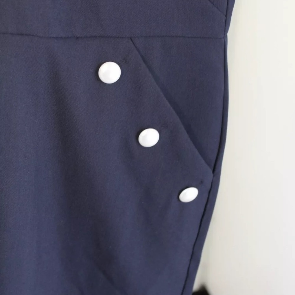 NWT Ann Taylor Loft Plus Navy Flounce Hem Dress - Picture 4 of 8